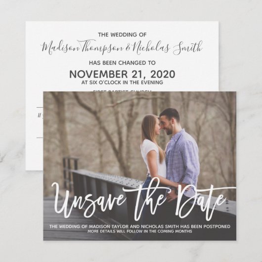 Foto "Save the Date" kaart horizontaal, modern (Voorkant / Achterkant)