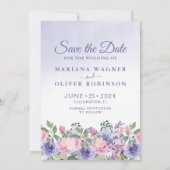 Foto Save the Date Kaart Moderne Roze Bloemen (Achterkant)