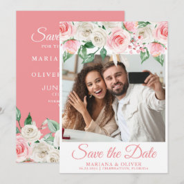 Foto Save the Date Kaart Peach Floral