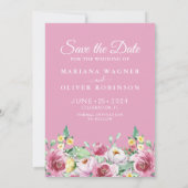 Foto Save the Date Kaart Roze Bloemen (Achterkant)