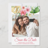Foto Save the Date Kaart Tropical Palms Floral (Voorkant)