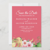 Foto Save the Date Kaart Tropical Palms Floral (Achterkant)