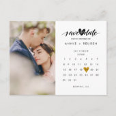 Foto Save the Date Kalender Goud Hart Liefde Briefkaart (Voorkant)