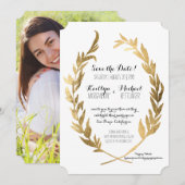 Foto Save the Date Laurel Wreatelive Olive Gold Le (Voorkant / Achterkant)