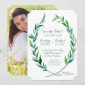 Foto Save the Date Laurierkrans Olijfblad Kunst Kaart (Voorkant / Achterkant)