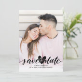 Foto Save the Date Liefde Hart Confetti Script Kaart (Staand voorkant)