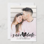 Foto Save the Date Love Heart Confetti Script Kaart (Voorkant)