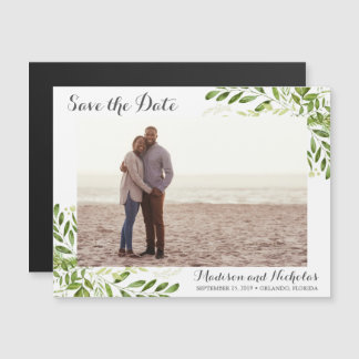 Foto Save the Date Magneten Rustiek Groen Blad