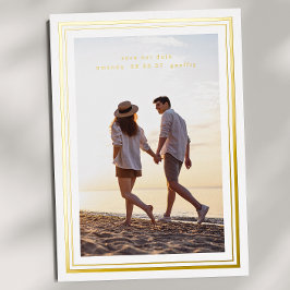 foto save the date minimaal elegante lijsten goud folie uitnodiging