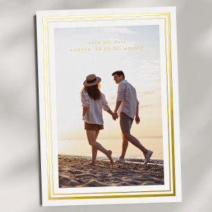 foto save the date minimaal elegante lijsten goud folie uitnodiging