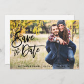 Foto Save The Date Modern Brush Script Kaart (Voorkant / Achterkant)