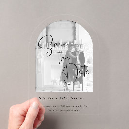 Foto Save The Date Modern Script Trouwen Acryl Uitnodigingen