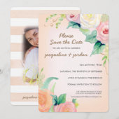 Foto Save the Date Modern Waterverf Floral Kaart (Voorkant / Achterkant)