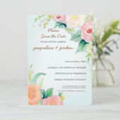 Foto Save the Date Modern Waterverf Floral Kaart (Staand voorkant)
