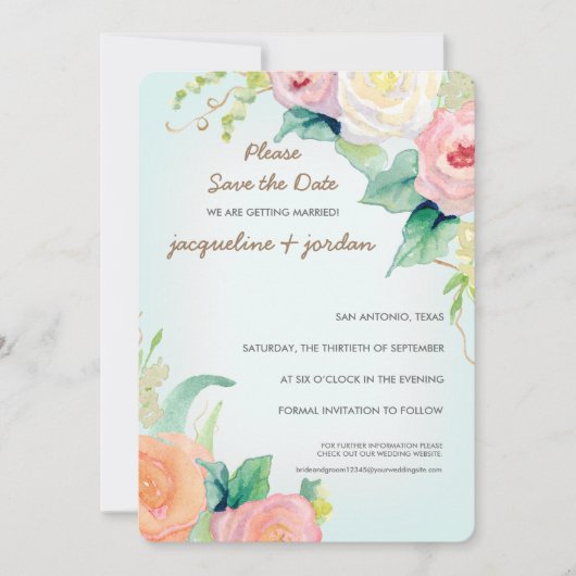 Foto Save the Date Modern Waterverf Floral Kaart (Voorkant)