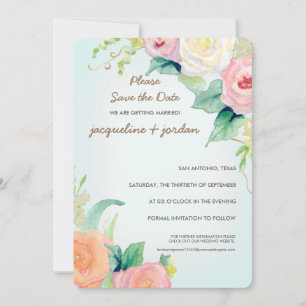 Foto Save the Date Modern Waterverf Floral Kaart