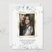 FOTO SAVE THE DATE |  Moderne Elegante Eucalyptus  Kaart (Voorkant)