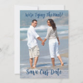 Foto: Save the Date, Navy, Nautical, Wedding Kaart (Voorkant)