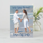 Foto: Save the Date, Navy, Nautical, Wedding Kaart (Staand voorkant)