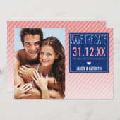 FOTO SAVE THE DATE ombre schuine streep marine kor (Voorkant / Achterkant)