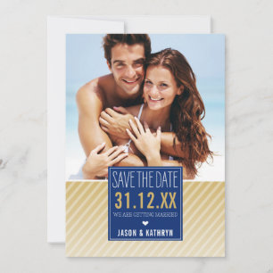 FOTO SAVE THE DATE ombre schuine streep marineblau