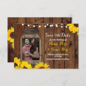 Foto Save The Date Pot Houten Zonnebloemen Uitnodi (Voorkant / Achterkant)