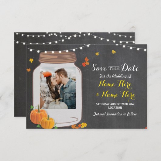 Foto Save The Date Pot Krijt Pompoen Uitnodiging (Voorkant / Achterkant)