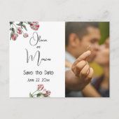 Foto Save the Date Rood en Witte Tulpen Briefkaart (Voorkant)