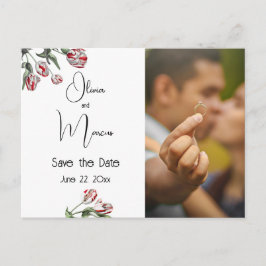 Foto Save the Date Rood en Witte Tulpen Briefkaart