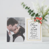 Foto Save The Date Rood Goud Kerst Bruiloft (Staand voorkant)