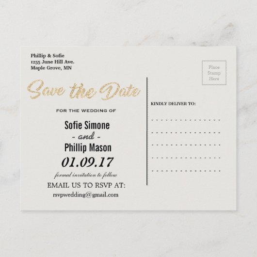 Foto Save the Date Rustic Briefkaart - Handen vast (Achterkant)