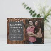 Foto Save The Date Rustic Krijt Hout Uitnodiging (Staand voorkant)