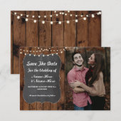 Foto Save The Date Rustic Krijt Hout Uitnodiging (Voorkant / Achterkant)