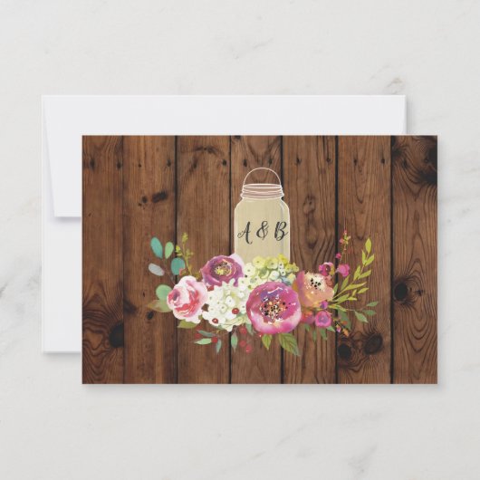 Foto Save The Date Rustic Pot Hout Bloem Invite (Achterkant)
