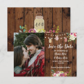 Foto Save The Date Rustic Pot Hout Bloem Invite (Voorkant / Achterkant)