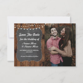 Foto Save The Date Rustiek Krijt Hout Uitnodiging