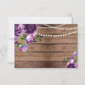 Foto Save The Date Rustieke Hout Paarse Bloemen (Achterkant)