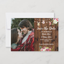 Foto Save The Date Rustieke Pot Hout Bloem Invite