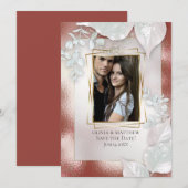 FOTO SAVE THE DATE | Terracotta Schittering Kaart (Voorkant / Achterkant)