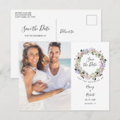 Foto Save the Date Waterverf Bloemenslinger Briefkaart (Voorkant / Achterkant)