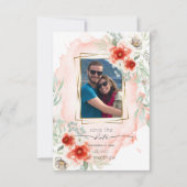 Foto Save the Date Waterverf Bold Coral Flowers Kaart (Voorkant)