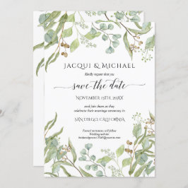 Foto Save the Date Waterverf Eucalyptus Greenery Kaart