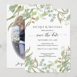 Foto Save the Date Waterverf Eucalyptus Groene Bla Kaart
