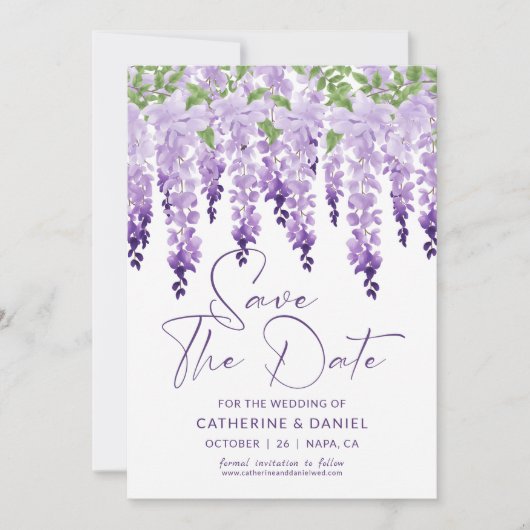 Foto Save the Date Waterverf Wisteria Wedding (Voorkant)