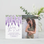 Foto Save the Date Waterverf Wisteria Wedding (Staand voorkant)