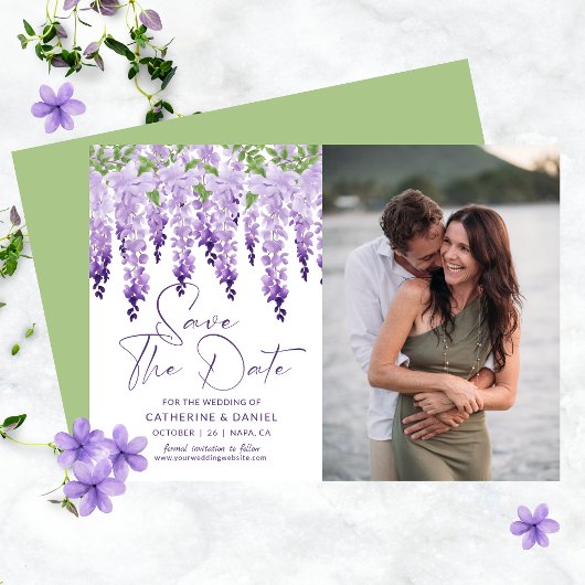 Foto Save the Date Waterverf Wisteria Wedding