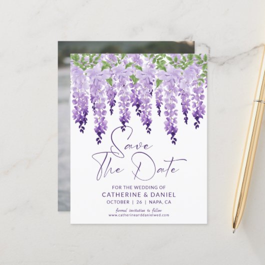 Foto Save the Date Waterverf Wisteria Wedding (Voorkant / Achterkant in situ)