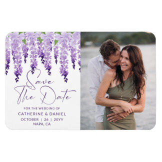 Foto Save the Date Waterverf Wisteria Wedding Magneet