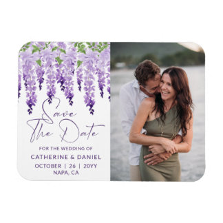 Foto Save the Date Waterverf Wisteria Wedding Magneet