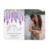 Foto Save the Date Waterverf Wisteria Wedding Magneet (Horizontaal)